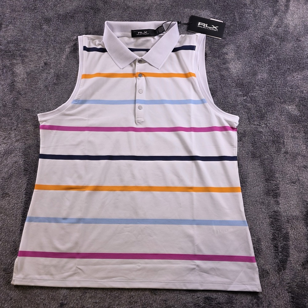 RLX Ralph Lauren Striped Polo Shirt Womens Small Tennis Golf Pickle Ball